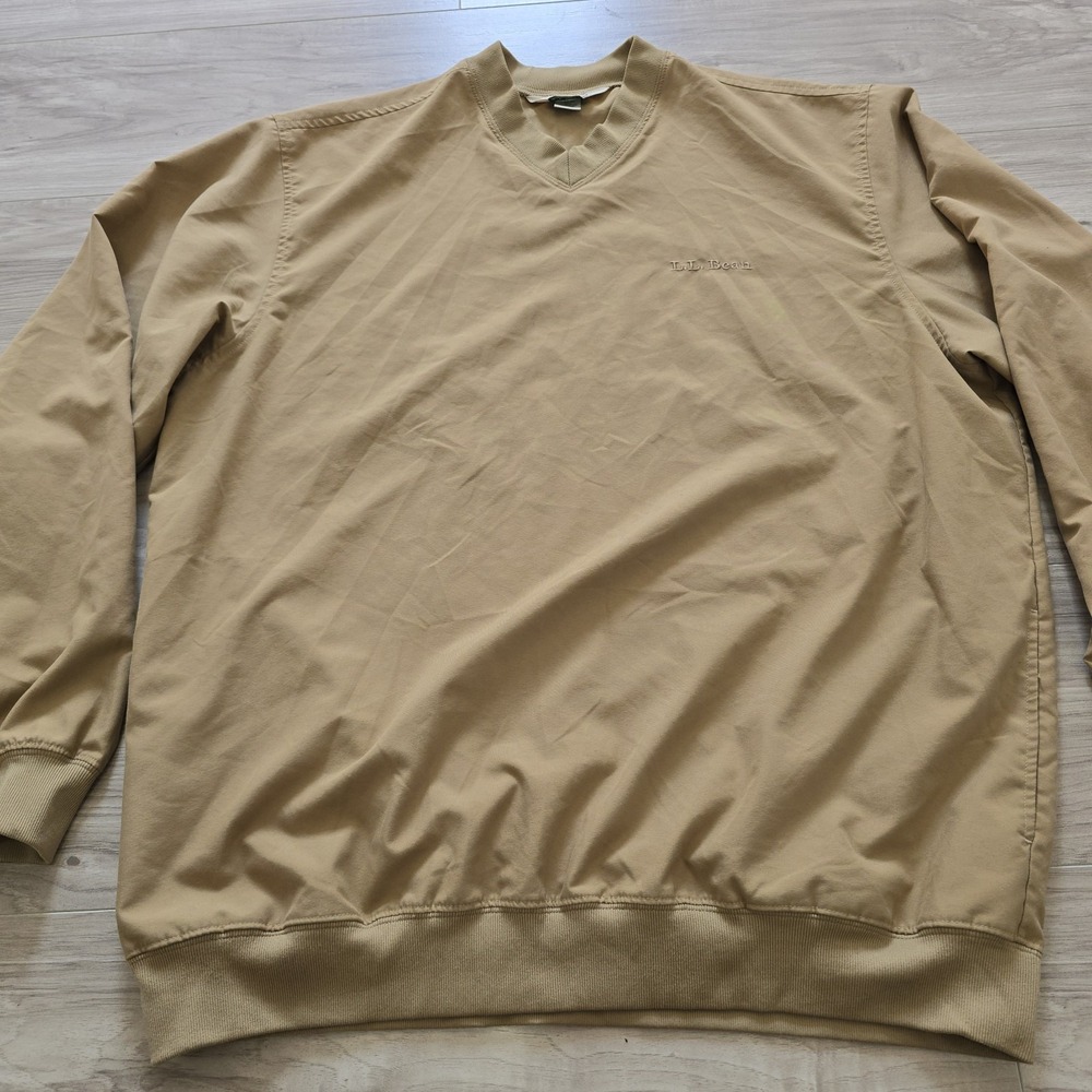 Vintage LL Bean Pull Over V Neck Sweatshirt Mens Large Tall Beige - Picture 3 of 9